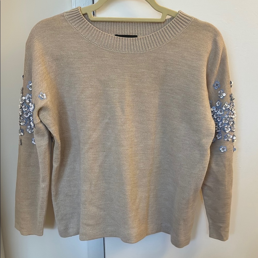 J. Crew Beige Sweater with Sequin Details Size XS